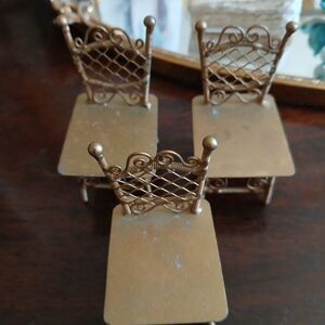 Vintage 3 piece doll house furniture 3 metal chairs